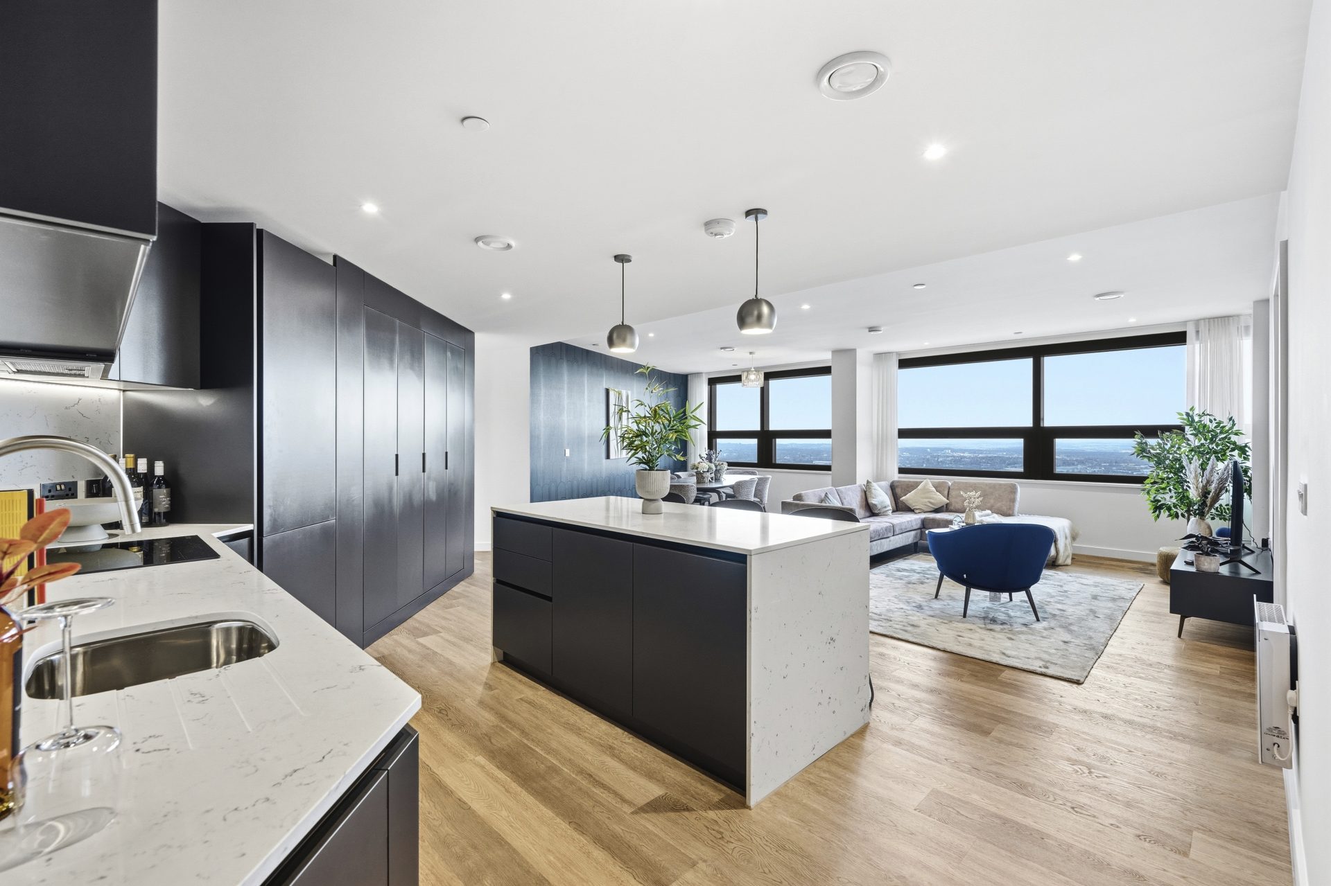 Core Octagon Three Bedroom Penthouse - Kitchen and Living Area